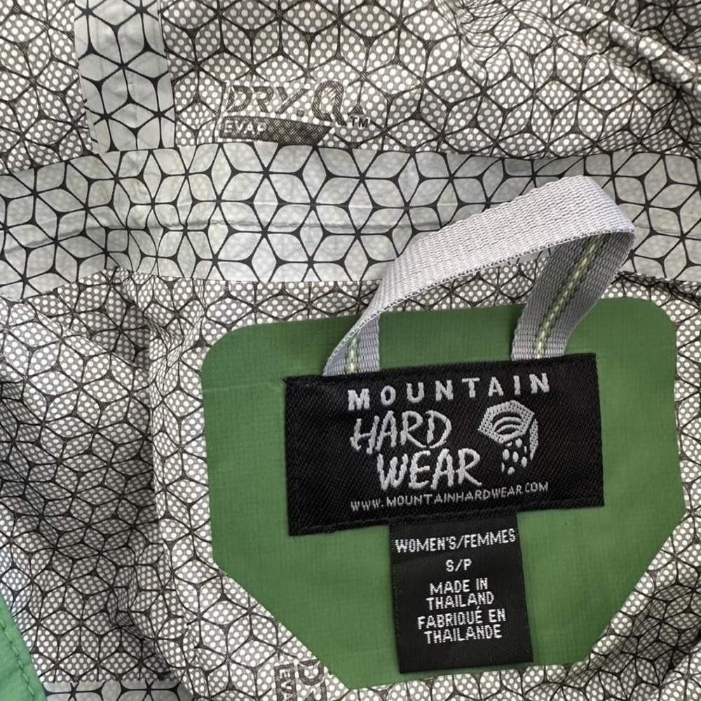 Mountain Hardwear Jacket Small Green Dry Q EVAP Plasmic Hooded Rain Shell Hiking - Picture 5 of 16
